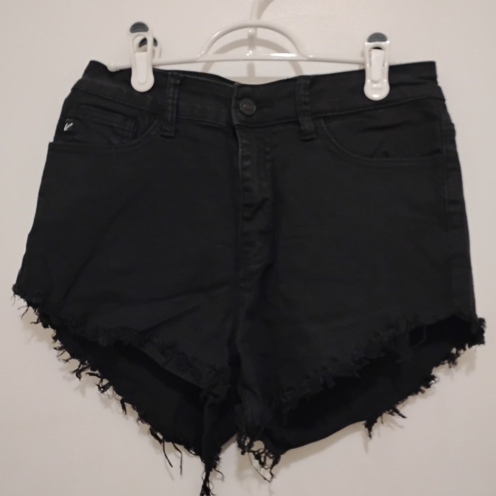KanCan Black High Rise Frayed Hem Denim Shorts Size 7 / 27